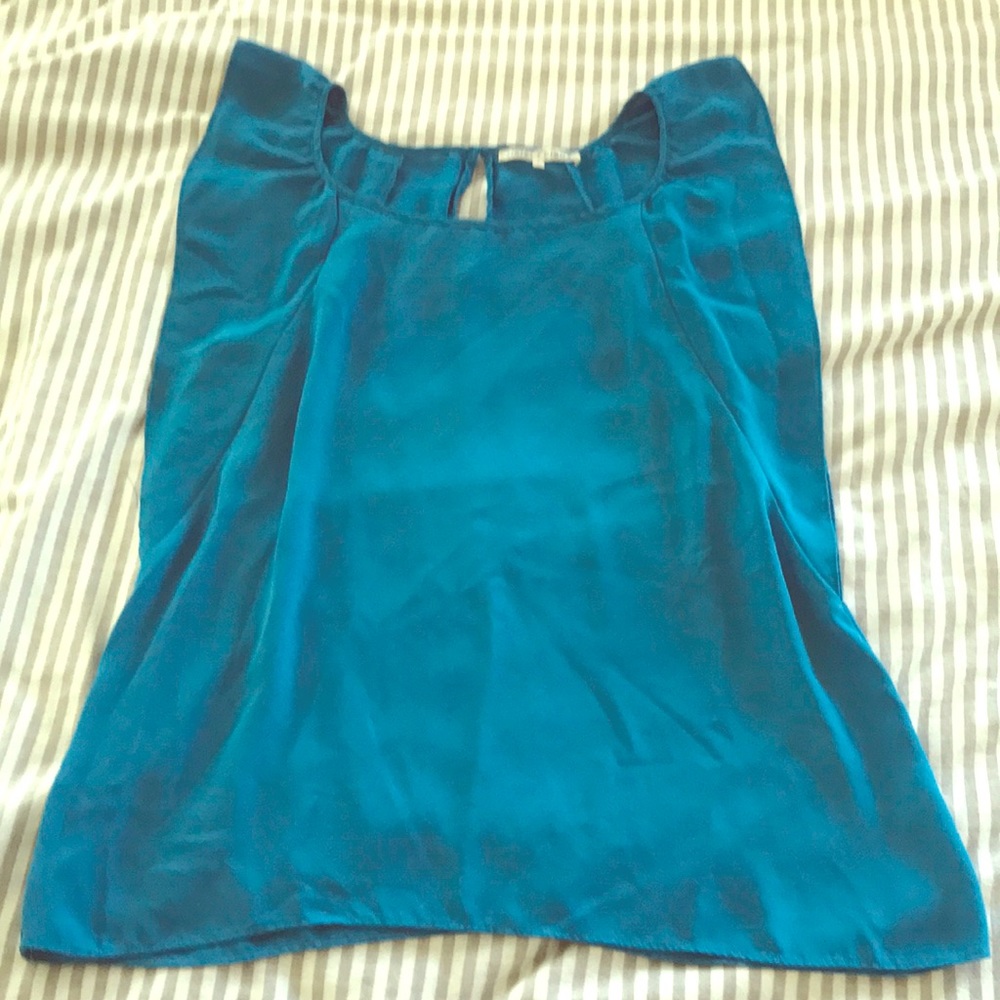 Flutter sleeve teal shirt